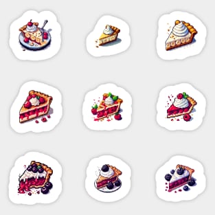 Pixel Art Banana Pie Bundle, Blackberry Pie, Raspberry Pie Sticker Pack Sticker